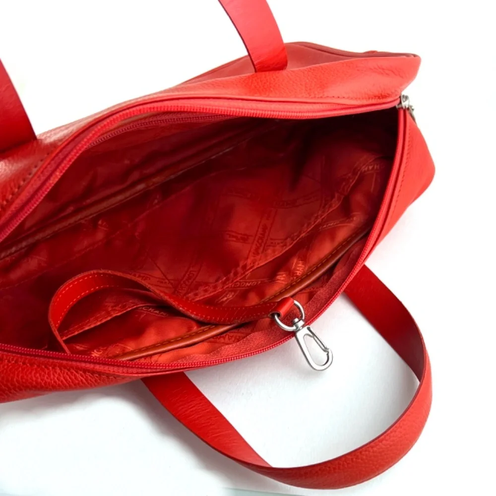 Longchamp handbag - Striking orange pebbled leather. - Picture 7 of 9